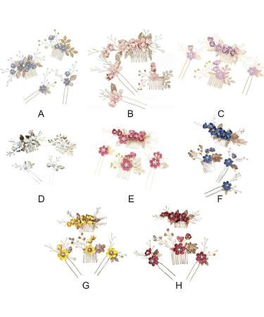 budiniao 4 Pieces Wedding Flower Hair Combs Decorations Headpieces Set Stylish Elegant Girls Headwear Beautiful Bridal Headdress Pink - Buy Online on GoSupps.com