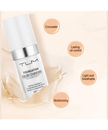 HQDA Color Changing Foundation Full Coverage Liquid Foundation Long Lasting Waterproof Makeup Base Concealer Lightweight and Moisturizing for All Skin Tones 30ml - Buy Online on GoSupps.com