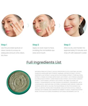 AXIS-Y Mugwort Pore Clarifying Wash Off Pack 3.38fl.oz. | Natural Skincare for Acne, Blackheads, and Oily Skin - Face Moisturizer, Oil Control, Pore Reducer for Women and Men - Buy Online on GoSupps.com