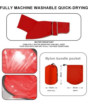Premium Greyhound Waterproof Rain Coat - Lightweight Whippet Coat for All Seasons | Medium & Large Dog Sizes | Perfect for Ambushes - M Red - Buy Online on GoSupps.com
