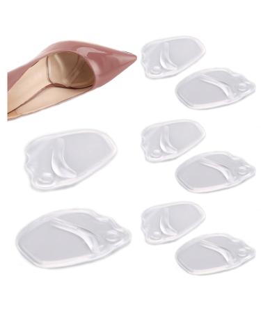 4 pairs gel forefoot insoles Fuspolster pads pads forefoot gel pad slipproof gel inserts gel bale cushion forefoot cushion for shoes high heels insert shoe pads heel protection transparent