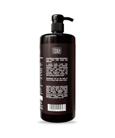 Dead Sea Collection 3-in-1 Body Wash for Men - Amber Wood Cleanser for Body Hair & Face - 33.8 Fl. Oz | International Shipping Available - Buy Online on GoSupps.com