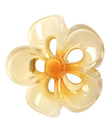 Floral Hair Clips Acrylic Strong Hold Hair Clip Hair Styling Accessories Non-Slip Hair Clips Womens Hair Barrettes for Woman and Girls Yellow