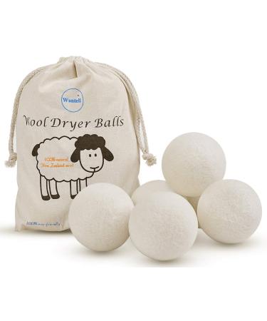 Wool Dryer Balls 6-Pack XL Laundry Dryer Balls Reusable Natural Fabric Softener New Zealand Organic Wool Handmade Reduce Wrinkles & Shorten Drying Time by WANTELL (White, XL)