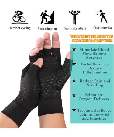 RNAIETY Copper Arthritis Compression Gloves for Women and Men - Fingerless Gloves for Arthritis, Raynaud's, Carpal Tunnel - Size L - Buy Online on GoSupps.com