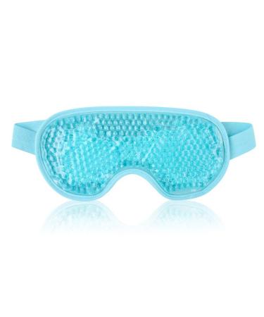 TEEROVA Cooling Eye Mask with Gel Bead - Reusable Gel Eye Mask for Dark Circles Puffy Eyes Dry Eyes Headaches Migraines Sinus (Blue)