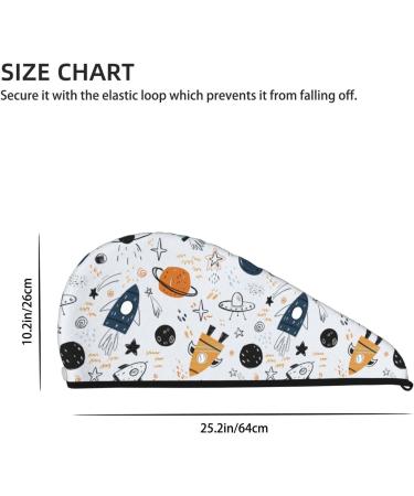 Cartoon Planets Hair Towel Wrap | Quick-Dry Hair Turban with Button | Perfect Hair Drying Towel for All Hair Types - Buy Online on GoSupps.com