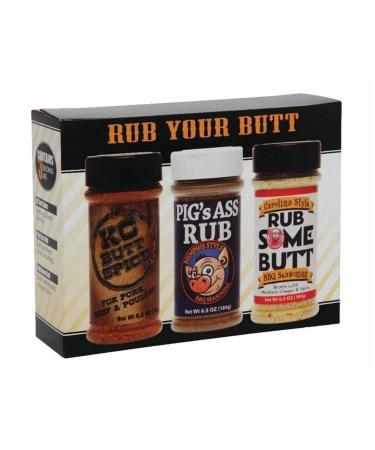 Rub Your Butt Championship BBQ Seasoning Gift Pack 3 Piece Assortment