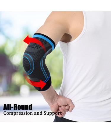 NuCamper Epicondylitis Elbow Bandage 2 pieces compression band elbow bandage for women and men nonslip bandage for gym bodybuilding calisthenics and training Blue M Blue M - Buy Online on GoSupps.com