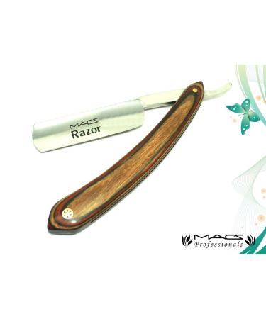 Professional Straight Razors with Solid Brown Maple Wood Handle Macs Brand-047