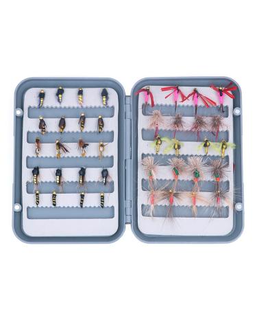 ANCLLO Fly Fishing Set with Box for Dry Flies Nymphs Streamers for Bass Salmon Trout 40 Pieces