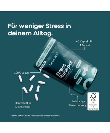 Be Tanics Stress Ruhepol - 60 Capsules for Nerve & Cell Protection | Vitamin B2 Dietary Supplement - Boost Your Wellbeing - Buy Online on GoSupps.com