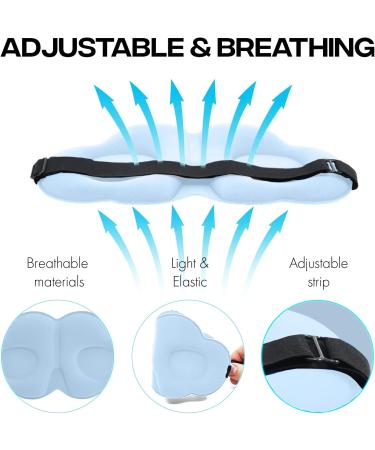 MadebyGNL 3D Contoured Sleep Mask | Soft Silky Blindfold for Side Sleepers | Adjustable Strap | Blue | Great Gift for Men, Women, Kids - Buy Online on GoSupps.com
