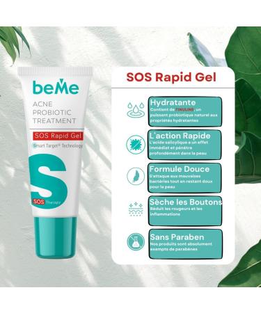 beMe SOS Fast Acne Gel 15 ml - Colorless gel with concentrated formula - Dries and eliminates pimples - Protects with probiotics - Beats acne! - Buy Online on GoSupps.com