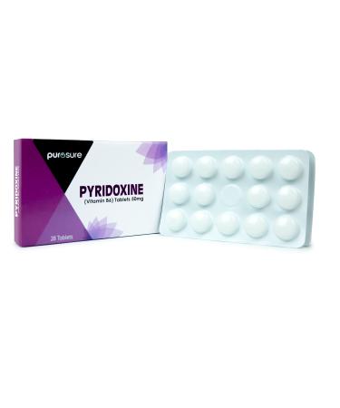 PuroSure Vitamin B6 50 mg Pyridoxine 28 Tablets 1 count (Pack of 1) - Buy Online on GoSupps.com
