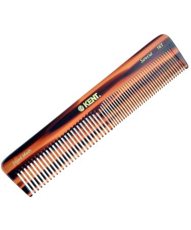 Kent 16T Double Tooth Hair Dressing Table Comb, Fine and Wide Tooth Dresser Comb For Hair, Beard and Mustache, Coarse and Fine Hair Styling Grooming Comb for Men, Women and Kids. Made in England 1 Pack Tortoiseshell