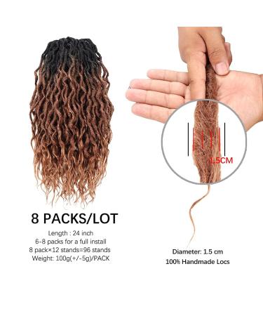 ToyoTress Toceana Wavy Locs Crochet Hair 24 8 Pcs OT30 Ombre Brown Pre-twisted Crochet Braids OT30 24 Inch Godes Faux Locs - Buy Online on GoSupps.com