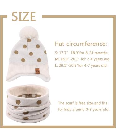 XIAOHAWANG Knitted Baby Hat with Pompom, Beige Winter Beanie for Toddler Kids 2-4 Years - Buy Online on GoSupps.com