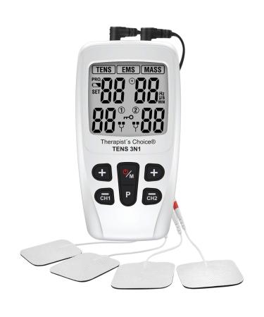 Therapist’s Choice® TENS3N1 Dual Channel, Digital Combo with TENS, EMS and Massage with Accessories, White