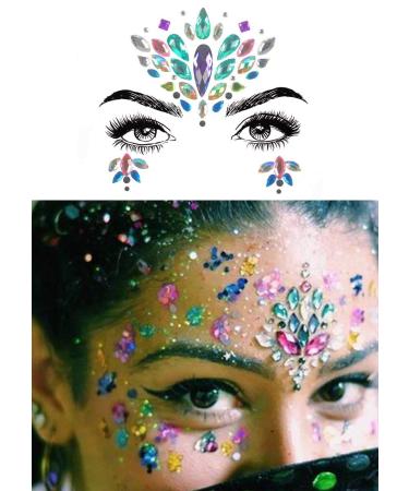 COKOHAPPY 6 Sets Rhinestone Mermaid Face Jewels Tattoo - Crystal Tears Gem Stones Bindi Temporary Stickers - Buy Online on GoSupps.com