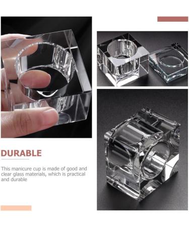 POPETPOP nail art crystal cup liquid monomer nail powder container nail powder liquid holder monomero nail art glass cup acrylic monomer liquid crystal glass with cover transparent plate 5.5x5.5cm Transparent - Buy Online on GoSupps.com
