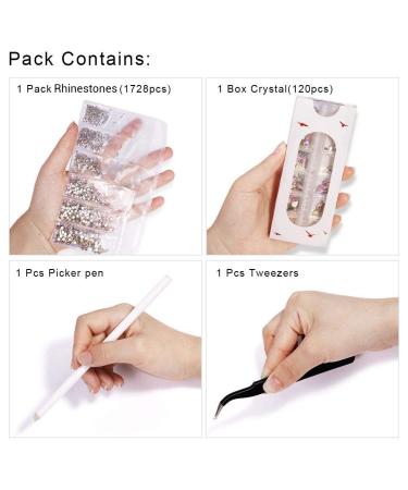 120 Pcs Multi Shapes Glass Crystal AB Rhinestones Set - Nail Art Craft Decorations with 1728 Rhinestones - FlatBack Stones Mix for 3D Design - Buy Online on GoSupps.com