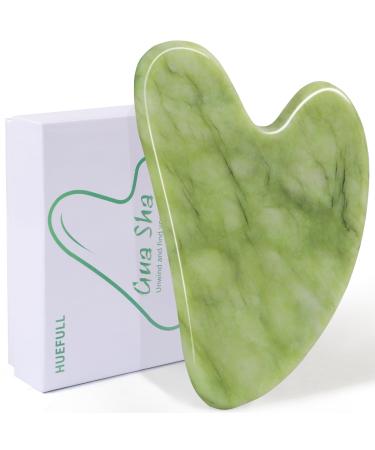 huefull Gua Sha Facial Tool for Face and Body Gua Sha for Self Care Guasha Tool Tensions Relief and Reducing Puffiness Skin Care Gift for Men/Woman Christmas Gifts Xiuyan Green