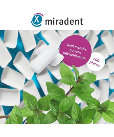 miradent Chewing-gum dentaire au xylitol Pack conomique 200 pcs | go t Menthe poivr e | sans sucre | vegan | pr ventif caries | id al pour d placements - Buy Online on GoSupps.com