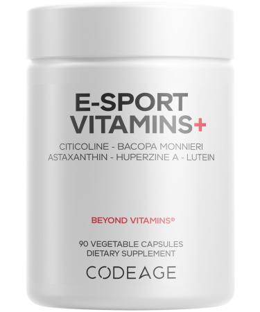 Codeage E-Sport Vitamins+ Citicoline Cognizin Bacopa Monnieri Supplement Multivitamins Astaxanthin L-Theanine Ginkgo Biloba Acetyl-L-Tyrosine Huperzine A Lutein Esport Gaming - 90 Capsules