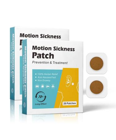 Motion Sickness Patches Anti Nausea Sea Sickness Patch Relieve Vomiting Nausea Dizziness Resulted from Travel of Cars Ships Airplanes Fast Acting and No Side Effects (40count) 40 Count (Pack of 1)