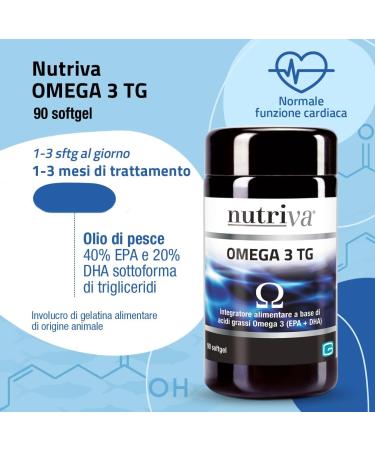 Nutriva Omega 3 TG - Food supplement based on fish oil rich in omega 3 fatty acids (90 capsules) - Buy Online on GoSupps.com