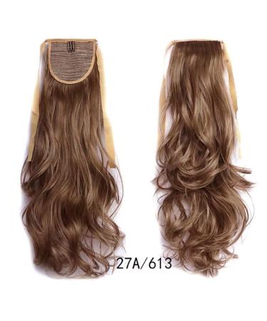 Iluu Ponytail Extensions | Curly Natural Synthetic Hair Clips | 50.8 cm | Brown/Blonde 27A/613 | International Shipping Available - Buy Online on GoSupps.com