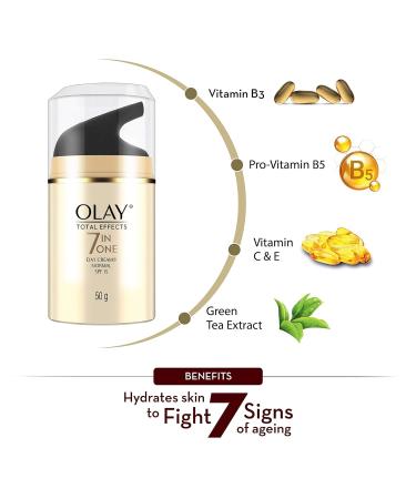 Olay Total Effects Day Cream SPF 15 - Anti-Aging Moisturizer with Niacinamide & Green Tea Extracts for All Skin Types - 50g - Buy Online on GoSupps.com
