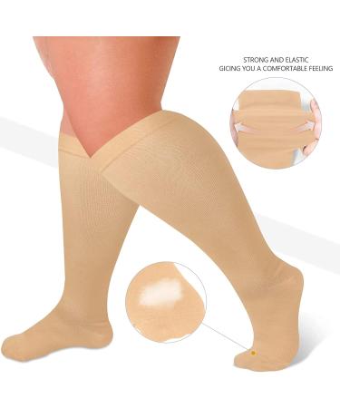 Cheeroyal Double Plus Size Compression Socks 20-30mmHG for Men & Women | Extra Wide Calf & Knee Support - Size 2XL - Buy Online on GoSupps.com