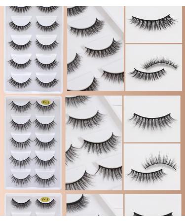 BSLVWG False Eyelashes 5 Pairs 3D Faux Mink Fake Eyelashes Handmade Dramatic Thick Crossed Cluster False Eyelashes Black Nature Fluffy Long Soft Reusable (F10) - Buy Online on GoSupps.com