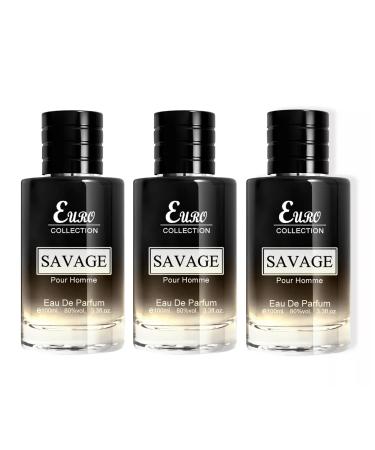 3PCS Savage Black Men Perfume Cologne for Men Natural Spray Masculine Scent Wonderful Fragrance Gift Eau De Parfum for Daily Use 3.3 Fluid Ounce 100.0 milliliters Savage Black 3 Packs 3.4 Fl Oz (Pack of 3)