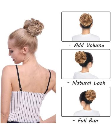 Women's Messy Hair Scrunchies Bun Up Do Hair Piece Ribbon Ponytail Extensions in Wavy Auburn & Dark Blonde - 25g - Buy Online on GoSupps.com