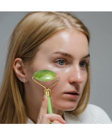 AOVOJRM Jade Roller Gua Sha Facial Tools Set Guasha Facial Massage Tool Face Roller Skin Massager for Face Neck and Eye Treatment Facial Roller (Green) - Buy Online on GoSupps.com