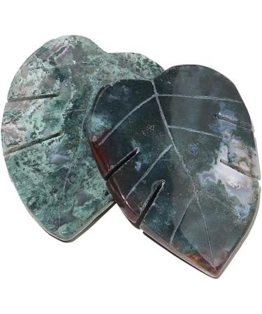 Natural Crystal Rough 1PC Natural Crystal Leaves Carving Moss Agate Family Decoration Sculpture Health Green Gem Gift DIY Pendant Gem - Buy Online on GoSupps.com