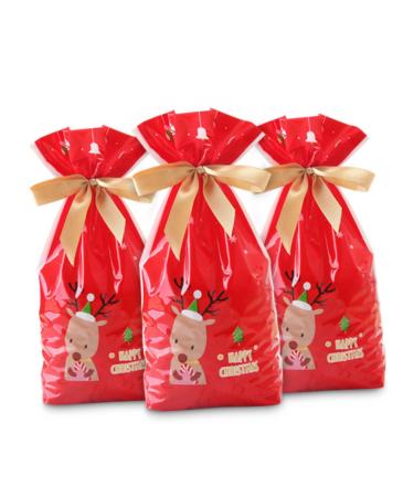 ORFOFE 10pcs Gingerbread Bags Elk Candy Bag Drawstring Bags for Candy Packing Bag Snowflake Crisp