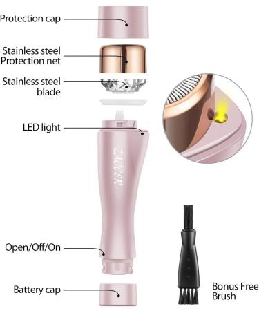 Facial Hair Remover ZACCER - Painless Hair Removal for Women - Waterproof Shaver Razor with LED Light - Gold - Buy Online on GoSupps.com
