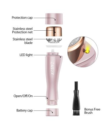 ZACCER Facial Hair Remover for Women - Painless Waterproof Shaver Razor with LED Light (Rose) - Buy Online on GoSupps.com