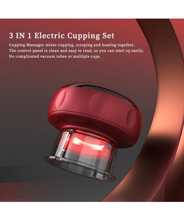 Gugxiom Electric Cupping Set & GUA SHA Massage Cup Pain Relief for Neck Shoulder & Back - Premium Cupping Device (Red) - Buy Online on GoSupps.com