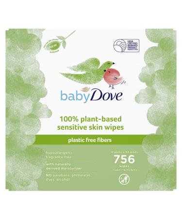 Baby Dove Baby Wipes for Sensitive Skin with 100% Plant-Based Fibers Hypoallergenic 63 Wipes 12 Pack - Buy Online on GoSupps.com