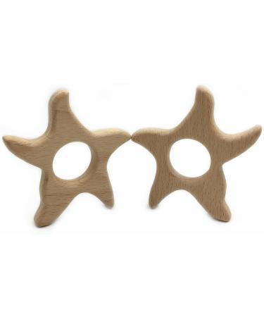 Wendysun 3pcs Cartoon Wood Teether - Natural Animal Starfish Shape Baby Teething Toy - Buy Online on GoSupps.com