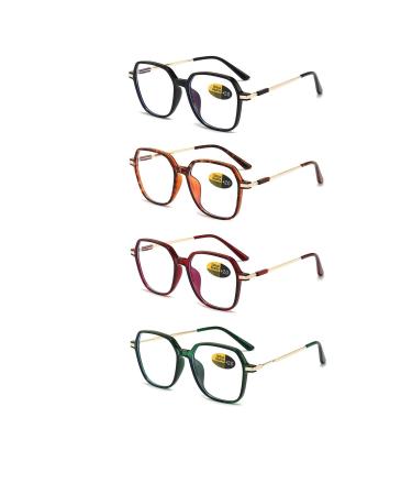 4 Pack oversized Reading Glasses Blue Light Blocking for Women Men Computer Readers Fashion Eyeglasses 4-pack 2 Diopters