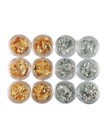 Gel Nail Polish Set 12 Pot/Set Nail Art Accessories Gold Silver Paillette Foil Chip Sparkling Flake DIY Glitter Decal Acrylic UV Gel Decoration