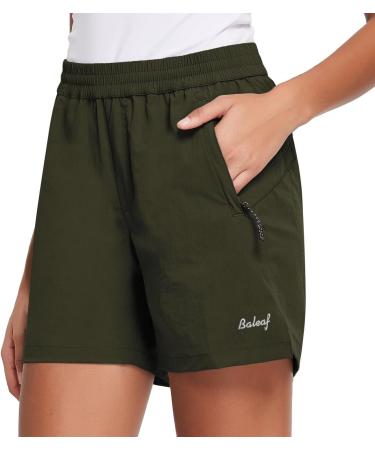 BALEAF Women's 5 Athletic Hiking Shorts - Sage Green, Size XL | Quick Dry, UPF 50+, Zipper Pockets - Buy Online on GoSupps.com