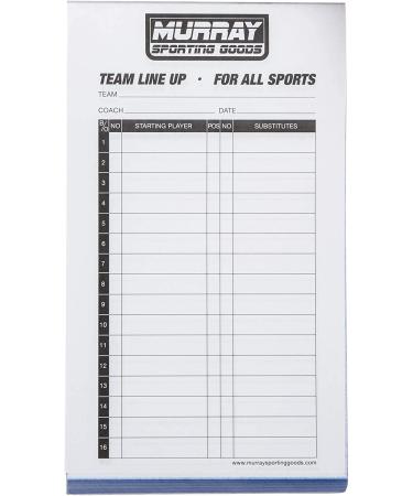 Murray Sporting Goods Baseball/Softball Lineup Cards - Set of 30 with 16 Player Roster Sheets - 4-Part Carbon Copies - Buy Online on GoSupps.com