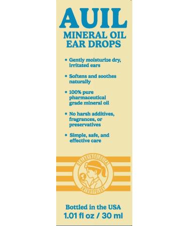 Auil - Mineral Oil Ear Drops 1.01 fl oz - Pharmaceutical Grade Natural Ear Care for Dry Irritated Ears No Harsh Additives or Preservatives - Pipette Dropper Lid Included - Buy Online on GoSupps.com